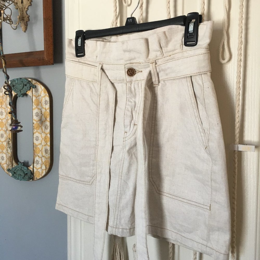 LN Free People Paper Bag Splendor in the Grass Denim Off White Mini Skirt 2